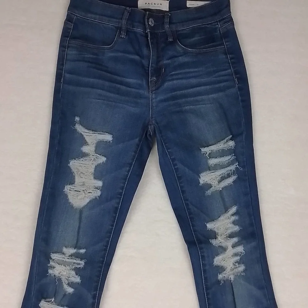 Pacsun‎ Mid Rise Denim Jegging Size 25 w/ Distressed Dark Wash Denim